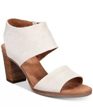 NWT TOMS Majorca Cutout Natural Yarn Dye Block Heel Sandals. Size 9.5. Ret. $95